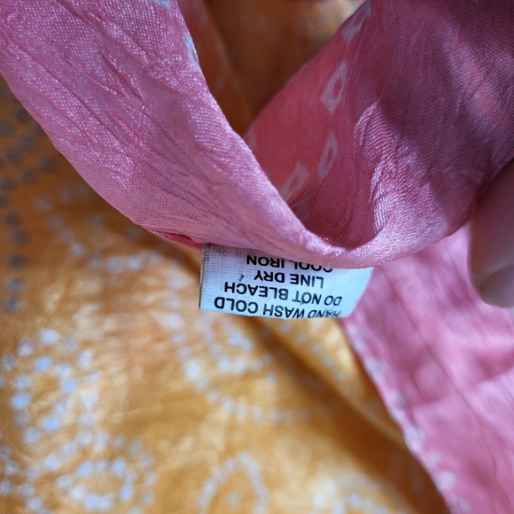 Silk Pink Floral Wrap Skirt With Ties - Picture 4 of 12